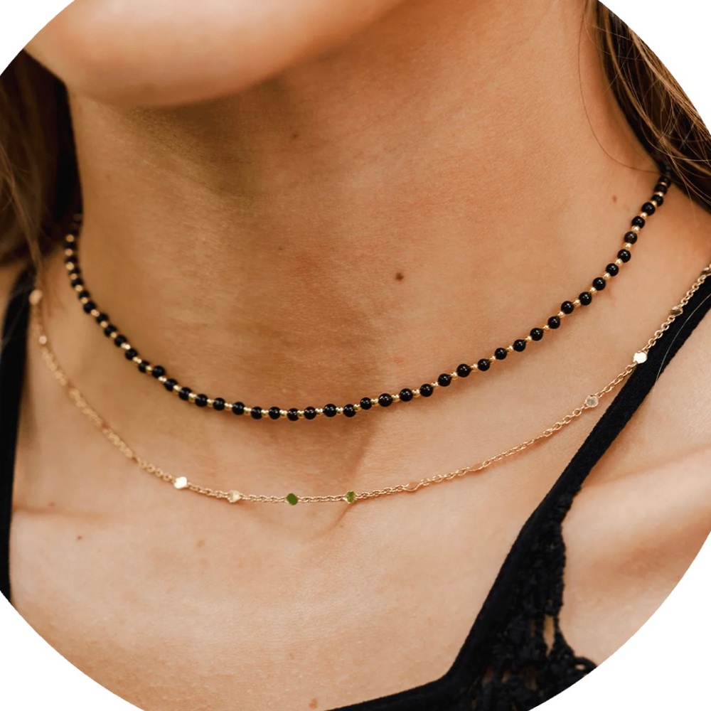 Lotus and Luna Black Stone Tie Necklace